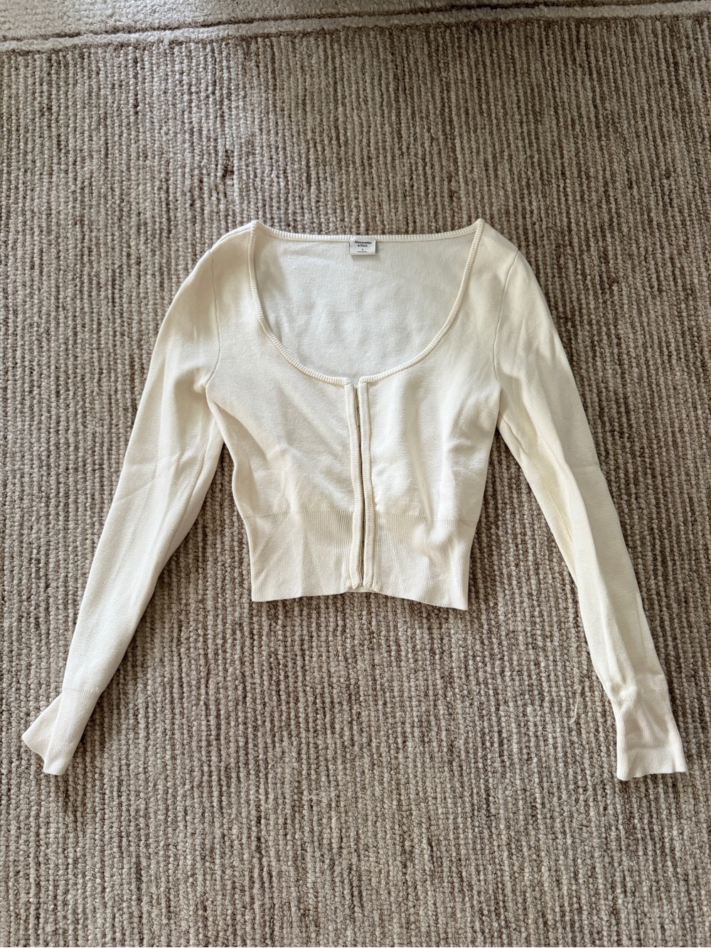 Abercrombie & Fitch Cream Ribbed Scoop Cardigan